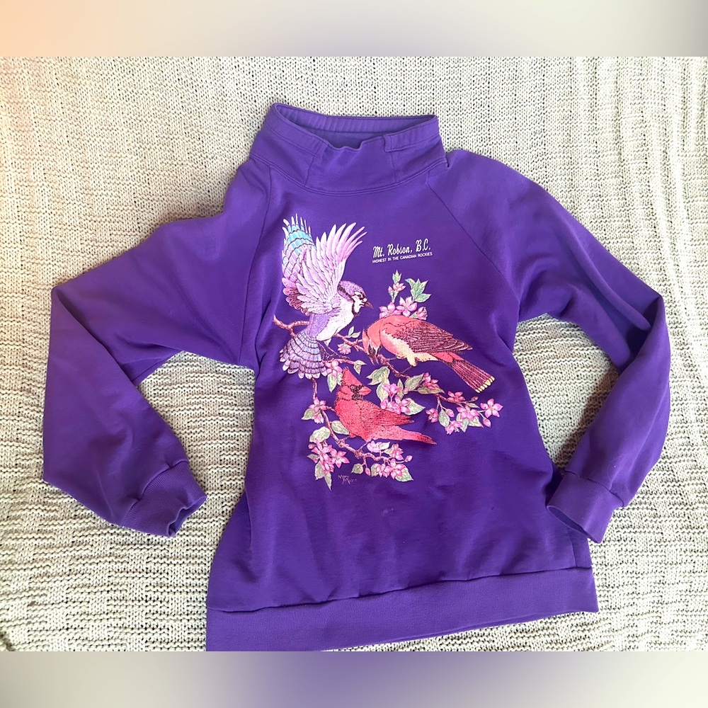 AMAZING Vintage cowl neck sweater with BIRDS!!!!